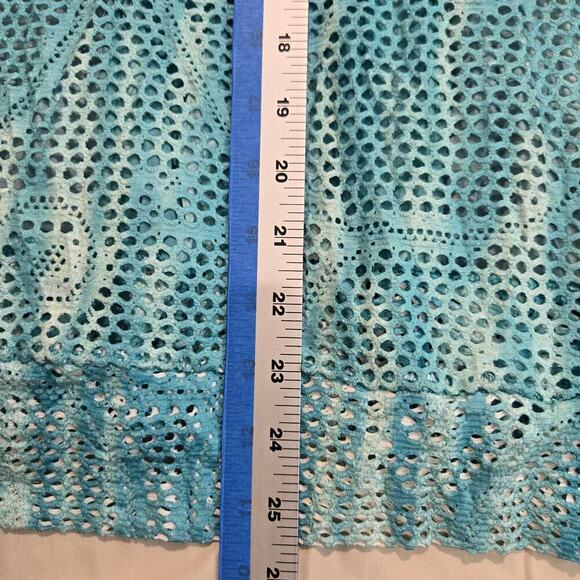 Cativa Wearable Art Jacket Blue Green Abstract Crinkle Mesh Back Sz XL Dopamine - Picture 9 of 12